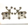 ANTICA COPPIA CANDELABRO MARMO OTTONE CANDELIERE PORTA CANDELA 5 BRACCI '900