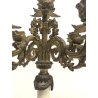ANTICA COPPIA CANDELABRO MARMO OTTONE CANDELIERE PORTA CANDELA 5 BRACCI '900