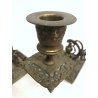 ANTICA COPPIA CANDELIERE da TAVOLO OTTONE CANDELABRO PORTA CANDELA BUGIA '900