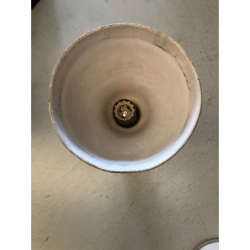 LAMPADA TAVOLO VINTAGE BRONZO PATINA ABATJOUR PARALUME TESSUTO 3 LUMI MIDCENTURY