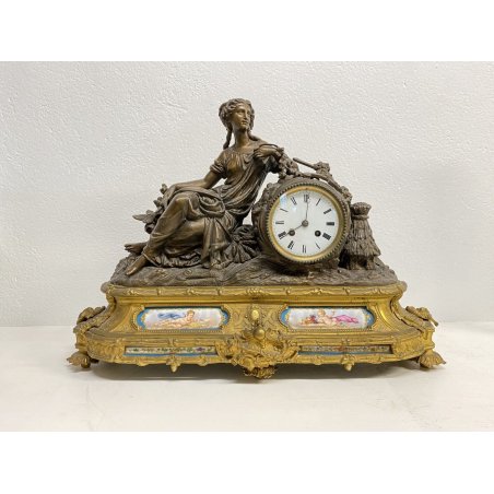 ANTICO OROLOGIO TAVOLO ANTIMONIO BRONZO DORATO PARIGINA WHATCH PRIMI 1900 EPOCA