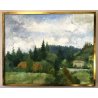 ANTICO QUADRO DIPINTO OLIO "Mezzadra" PAESAGGIO CAMPAGNA NEOIMPRESSIONISMO 900