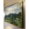 ANTICO QUADRO DIPINTO OLIO "Mezzadra" PAESAGGIO CAMPAGNA NEOIMPRESSIONISMO 900
