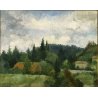 ANTICO QUADRO DIPINTO OLIO "Mezzadra" PAESAGGIO CAMPAGNA NEOIMPRESSIONISMO 900