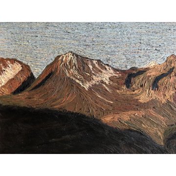 GRANDE QUADRO OLIO Bresciani da Gazzoldo PAESAGGIO DIVISIONISTA Cime del Bernina