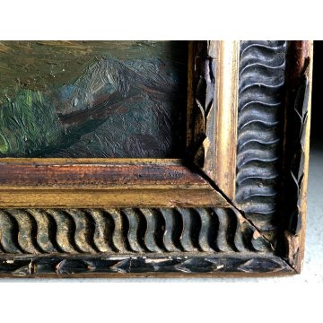 GRANDE QUADRO OLIO Bresciani da Gazzoldo PAESAGGIO DIVISIONISTA Cime del Bernina