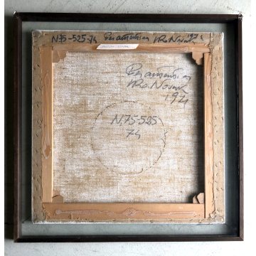 GRANDE QUADRO ASTRATTO Ladislav Novak OLIO TELA TECNICA MISTA TELA CUCITURE 1974