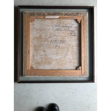 GRANDE QUADRO ASTRATTO Ladislav Novak OLIO TELA TECNICA MISTA TELA CUCITURE 1974
