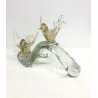 SCULTURA COPPIA UCCELLI VETRO Murano FOGLIA ORO DESIGN NELLO STILE Barovier&Toso