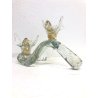 SCULTURA COPPIA UCCELLI VETRO Murano FOGLIA ORO DESIGN NELLO STILE Barovier&Toso