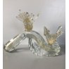 SCULTURA COPPIA UCCELLI VETRO Murano FOGLIA ORO DESIGN NELLO STILE Barovier&Toso