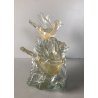 SCULTURA COPPIA UCCELLI VETRO Murano FOGLIA ORO DESIGN NELLO STILE Barovier&Toso