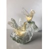 SCULTURA COPPIA UCCELLI VETRO Murano FOGLIA ORO DESIGN NELLO STILE Barovier&Toso