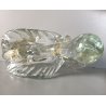 SCULTURA COPPIA UCCELLI VETRO Murano FOGLIA ORO DESIGN NELLO STILE Barovier&Toso
