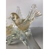 SCULTURA COPPIA UCCELLI VETRO Murano FOGLIA ORO DESIGN NELLO STILE Barovier&Toso