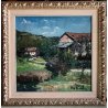 QUADRO DIPINTO OLIO Dino Aliberti PAESAGGIO CASTELNUOVO DON BOSCO CASOLARI '900