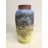 ANTICO VASO VETRO OPALINO Liberty DECORO FIORI FOGLIE PASTA VETRO ORO ZECCHINO