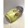 ANTICO VASO VETRO OPALINO Liberty DECORO FIORI FOGLIE PASTA VETRO ORO ZECCHINO