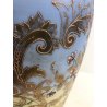 ANTICO VASO VETRO OPALINO Liberty DECORO FIORI FOGLIE PASTA VETRO ORO ZECCHINO