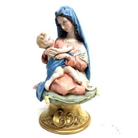 ANTICA SCULTURA CERAMICA Capodimonte FIGURA MADONNA BAMBINO GESU' RELIGIOSO '50s