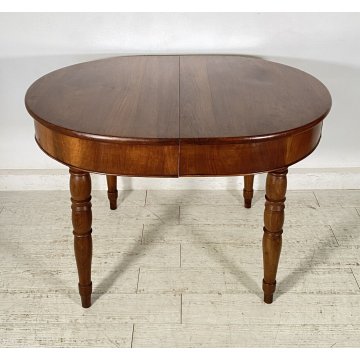 ANTICO TAVOLO PRANZO OVALE ALLUNGABILE LEGNO NOCE 1800 RONDE TABLE CASSETTI OLD