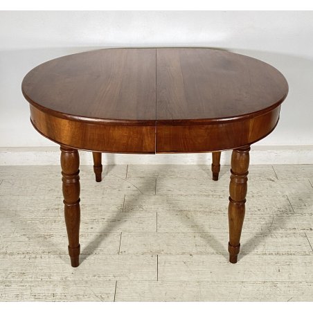 ANTICO TAVOLO PRANZO OVALE ALLUNGABILE LEGNO NOCE 1800 RONDE TABLE CASSETTI OLD