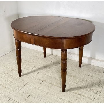 ANTICO TAVOLO PRANZO OVALE ALLUNGABILE LEGNO NOCE 1800 RONDE TABLE CASSETTI OLD