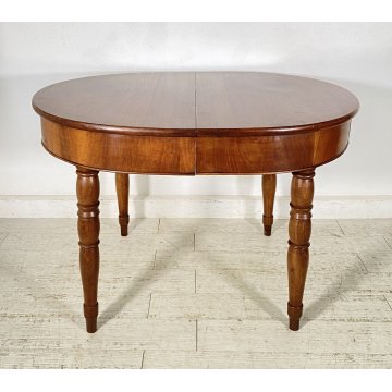 ANTICO TAVOLO PRANZO OVALE ALLUNGABILE LEGNO NOCE 1800 RONDE TABLE CASSETTI OLD