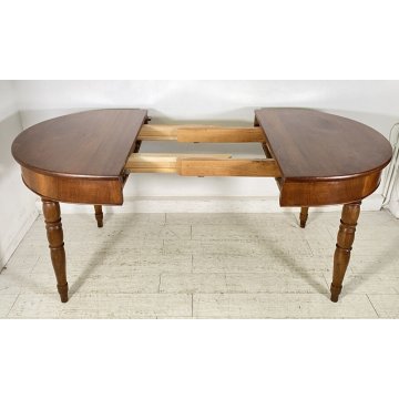 ANTICO TAVOLO PRANZO OVALE ALLUNGABILE LEGNO NOCE 1800 RONDE TABLE CASSETTI OLD