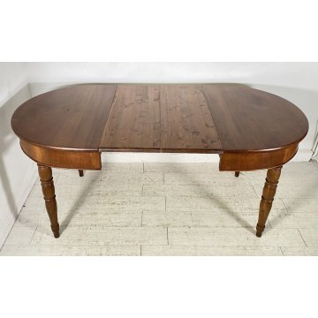 ANTICO TAVOLO PRANZO OVALE ALLUNGABILE LEGNO NOCE 1800 RONDE TABLE CASSETTI OLD