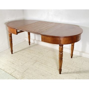 ANTICO TAVOLO PRANZO OVALE ALLUNGABILE LEGNO NOCE 1800 RONDE TABLE CASSETTI OLD