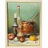 QUADRO DIPINTO OLIO TAVOLA ANTONIO NUNZIANTE NATURA MORTA CIOTTOLI RAME ANNI 80