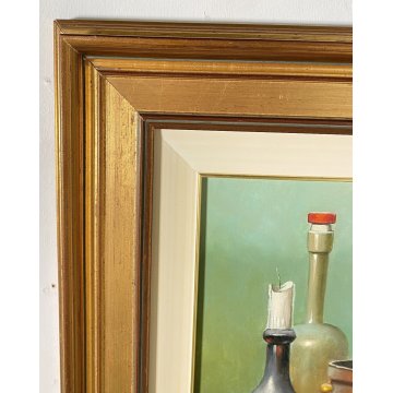 QUADRO DIPINTO OLIO TAVOLA ANTONIO NUNZIANTE NATURA MORTA CIOTTOLI RAME ANNI 80