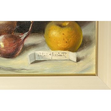 QUADRO DIPINTO OLIO TAVOLA ANTONIO NUNZIANTE NATURA MORTA CIOTTOLI RAME ANNI 80