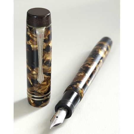 IMPERIAL Antica Penna Stilografica MARMORIZZATA 1940 FOUNTAIN PEN button filler