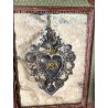 ANTICO SACRO CUORE PER GRAZIA RICEVUTA 17X12,5 ex voto ANGELO RELIQUIA CORNICE