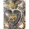 ANTICO SACRO CUORE PER GRAZIA RICEVUTA 17X12,5 ex voto ANGELO RELIQUIA CORNICE