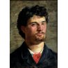 ANTICO DIPINTO OLIO Raffaello Gambogi RITRATTO ARTISTA POSTMACCHIOLO LIVORNO 900