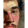 ANTICO DIPINTO OLIO Raffaello Gambogi RITRATTO ARTISTA POSTMACCHIOLO LIVORNO 900