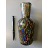 VASO V. Nason VETRO SOFFIATO MURANO ITALY STRIATO MULTICOLOR ART GLASS 19 cm/h