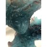 CANDELIERE Daum France Mod. BACCHUS PORTACANDELE PASTA DI VETRO BLU TURQUOISE XX