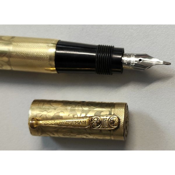 WATERMAN Antica Penna Stilografica RETRATTILE Safety ORO 18kr OLD FOUNTAIN PEN