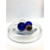 CENTROTAVOLA DESIGN VENINI VISTOSI VETRO MURANO TRASPARENTE SFERE BLU AMBRA 50