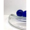 CENTROTAVOLA DESIGN VENINI VISTOSI VETRO MURANO TRASPARENTE SFERE BLU AMBRA 50