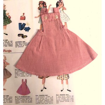 ORIGINALE ABITO Furga ALTA MODA 3 ESSE S Mod IN GIARDINO 8613 vestito rosa 1960