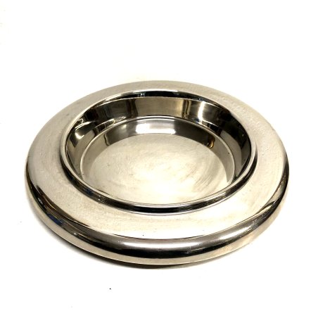 FRUTTIERA VASSOIO ROTONDO ACCIAIO MODERN DESIGN MAM METALLI ARTISTICI Milano '70