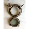 ANTICO OBLO' VINTAGE NAUTICO PIROSCAFO BRONZO ø 35 cm LUCE VETRO ø 20 cm