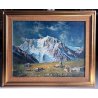 GRANDE QUADRO OLIO P. Stefanoni PAESAGGIO MONTANO Il Monterosa IMPRESSIONISMO 87