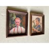 COPPIA PICCOLI QUADRI AUTO RITRATTO Carlo Zapelloni e RITRATTO MOGLIE Anna Maria