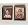 COPPIA PICCOLI QUADRI AUTO RITRATTO Carlo Zapelloni e RITRATTO MOGLIE Anna Maria